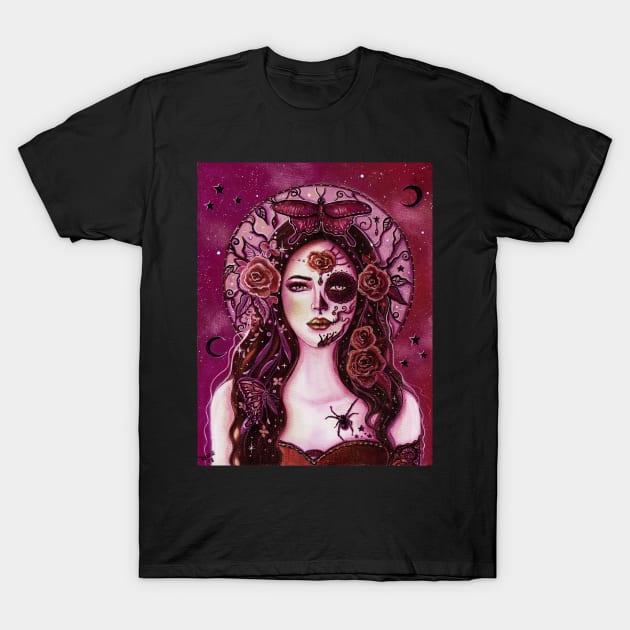 Day of the dead red version by Renee Lavoie T-Shirt by ReneeLLavoie